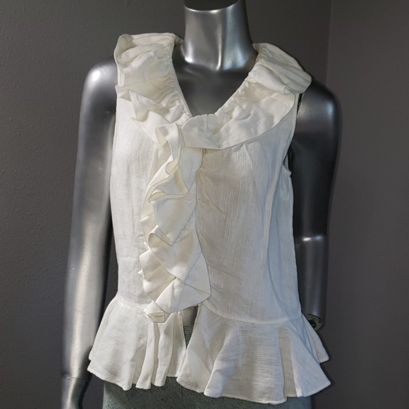 ralph lauren white ruffle blouse